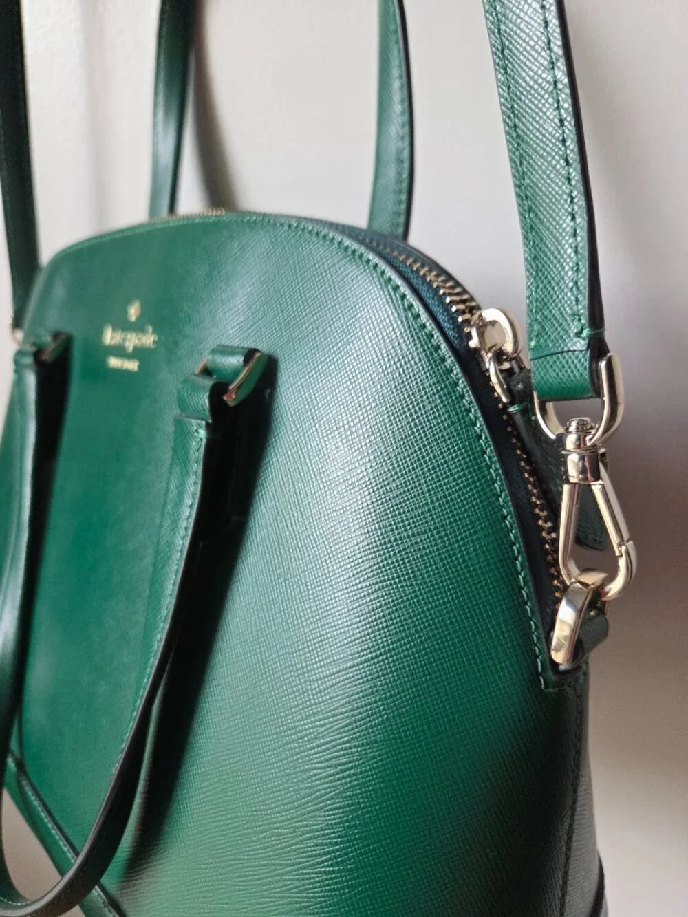 EUC LIKE NEW! KATE SPADE GREEN LEATHER SATCHEL MEDIUM